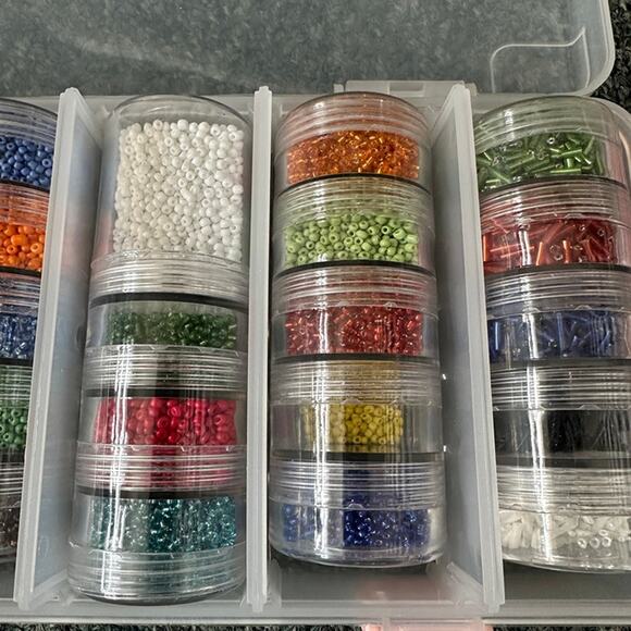 HUGE LOT - Seed Beads, Opaque, Lined, Some Bugle Beads, Containers INCLUDED! - Picture 4 of 7